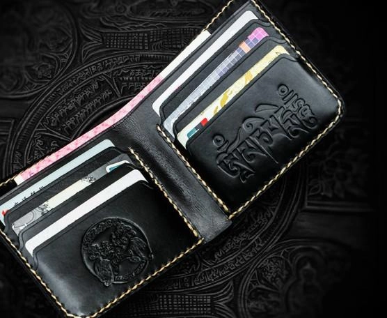 Handmade Leather Mahkla Tooled Mens billfold Wallet Cool Leather Wallet Slim Wallet for Men