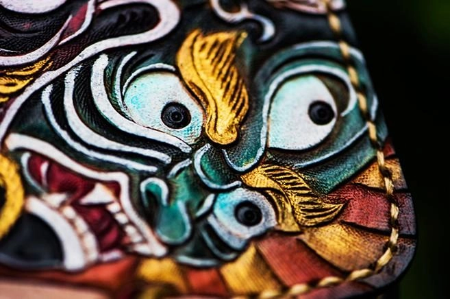 Handmade Leather Mahkla Tooled Mens Small Wallet Cool Leather Wallet billfold Wallet for Men