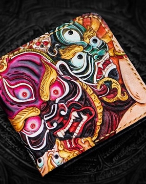 Handmade Leather Mahkla Tooled Mens Small Wallet Cool Leather Wallet billfold Wallet for Men