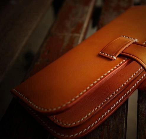 Handmade Leather Men Leather Long Wallet Cool Long Wallets for Men