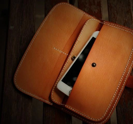 Handmade Leather Men Leather Long Wallet Cool Long Wallets for Men