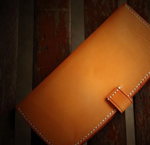 Handmade Leather Men Leather Long Wallet Cool Long Wallets for Men
