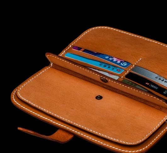 Handmade Leather Men Leather Long Wallet Cool Long Wallets for Men