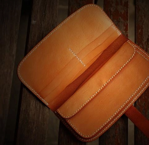 Handmade Leather Men Leather Long Wallet Cool Long Wallets for Men