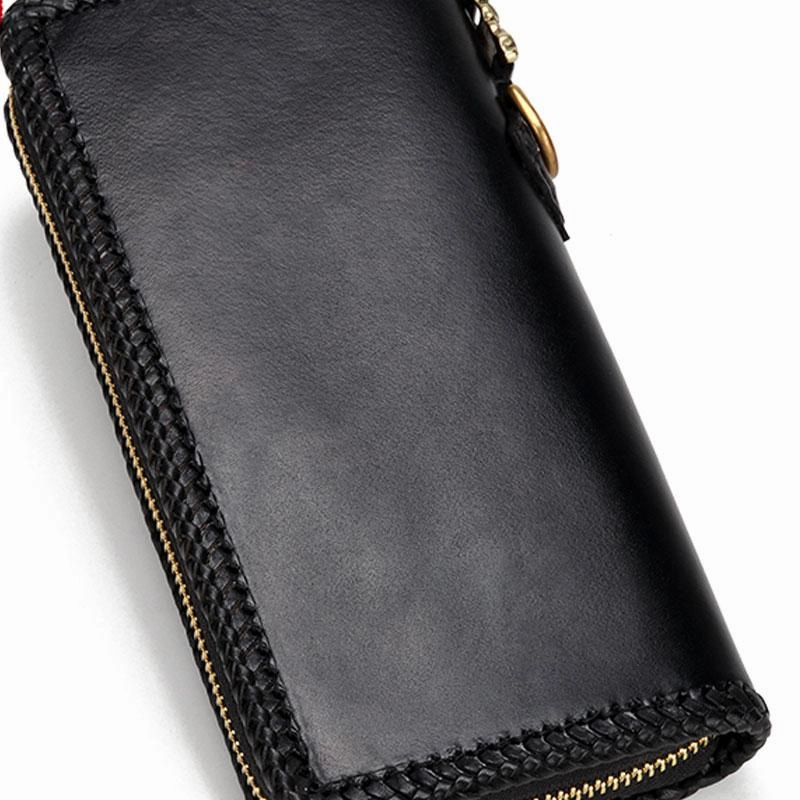 Handmade Leather Mens Biker Chain Wallets Cool Leather Biker Wallets Long Chain Wallet for Men