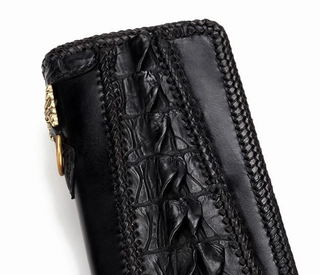Handmade Leather Mens Biker Chain Wallets Cool Leather Biker Wallets Long Chain Wallet for Men