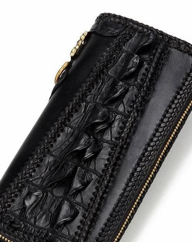 Handmade Leather Mens Biker Chain Wallets Cool Leather Biker Wallets Long Chain Wallet for Men
