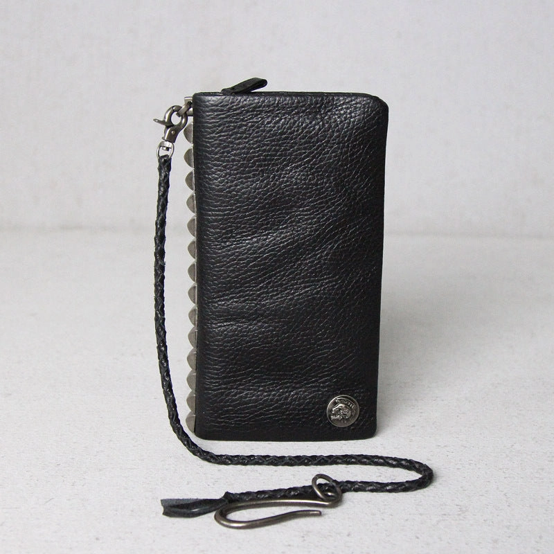 Handmade Leather Mens Chain Biker Wallet Cool Leather Wallet Bifold billfold Wallets