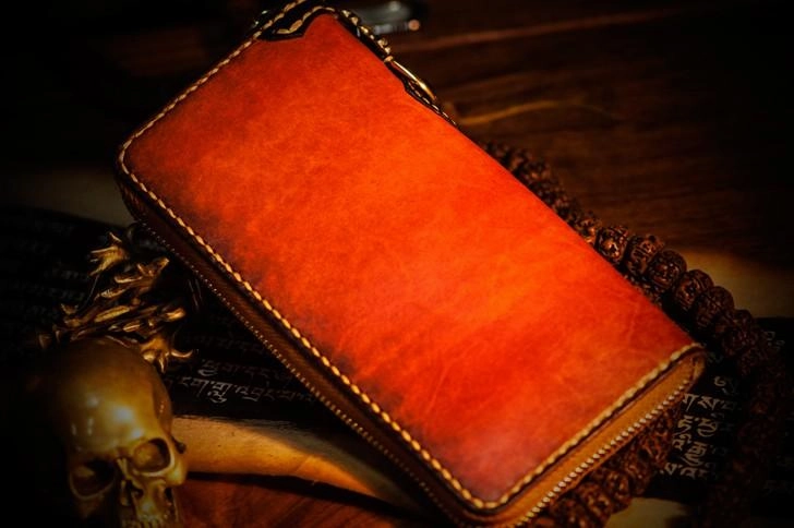 Handmade Leather Mens Chain Biker Wallet Cool Leather Wallet Long Wallets for Men