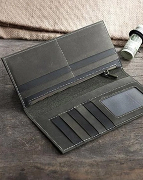 Handmade Leather Mens Clutch Wallet Cool Leather Wallet Long Phone Wallets for Men