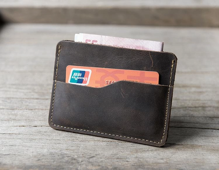 Handmade Leather Mens Cool billfold Wallet Card Holder Small Card Slim Wallets for Men