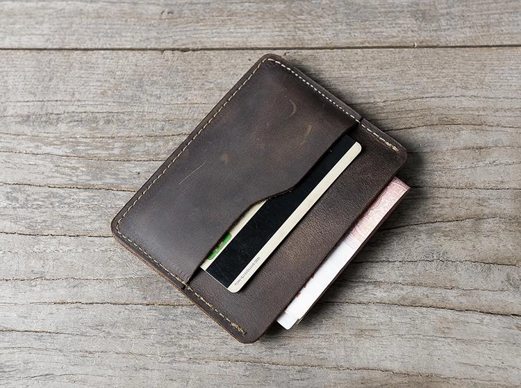 Handmade Leather Mens Cool billfold Wallet Card Holder Small Card Slim Wallets for Men
