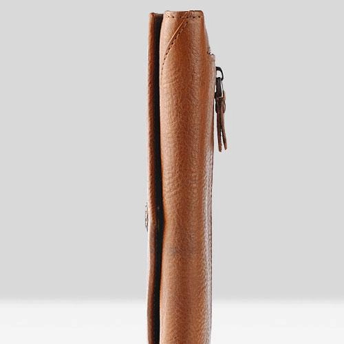 Handmade Leather Mens Cool Long Leather Wallet Bifold Envelope Clutch Wallet for Men