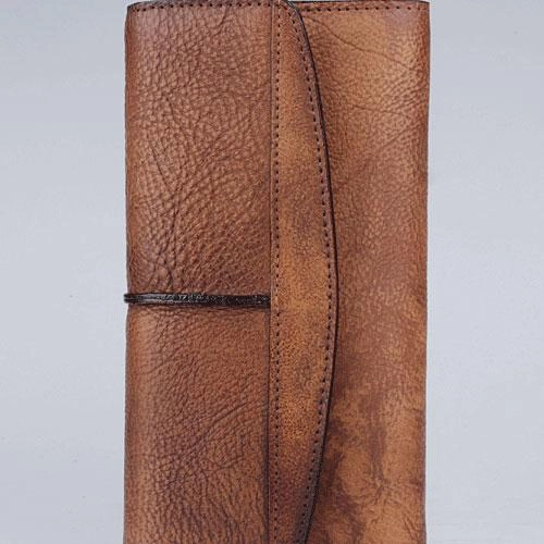 Handmade Leather Mens Cool Long Leather Wallet Trifold Clutch Wallet for Men
