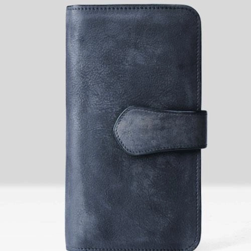Handmade Leather Mens Cool Long Leather Wallet Trifold Clutch Wallet for Men
