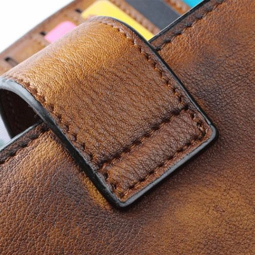 Handmade Leather Mens Cool Long Leather Wallet Trifold Clutch Wallet for Men