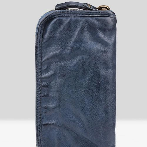 Handmade Leather Mens Cool Long Leather Wallet Zipper Clutch Wallet for Men