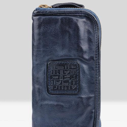 Handmade Leather Mens Cool Long Leather Wallet Zipper Clutch Wallet for Men