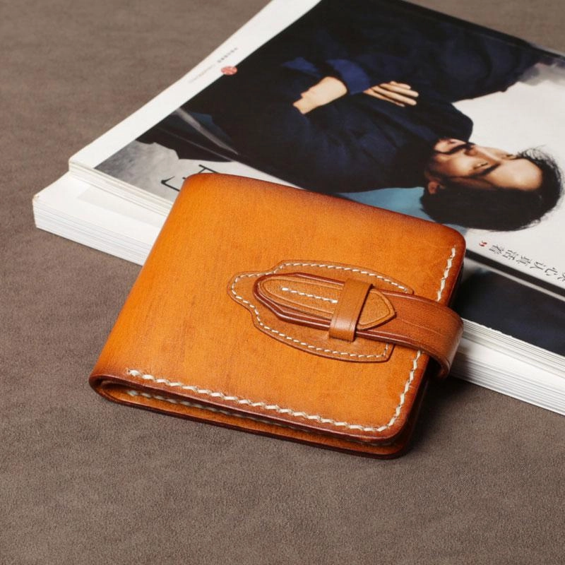 Handmade Leather Mens Cool Slim Leather Small Wallet Men billfold Wallets for Men