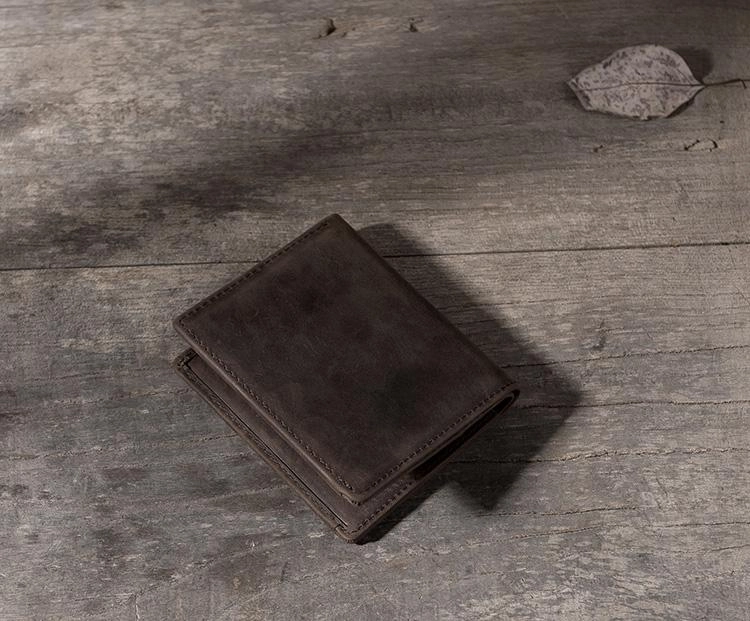 Handmade Leather Mens Cool Slim Leather Wallet Men Small billfold Wallets Bifold for Men
