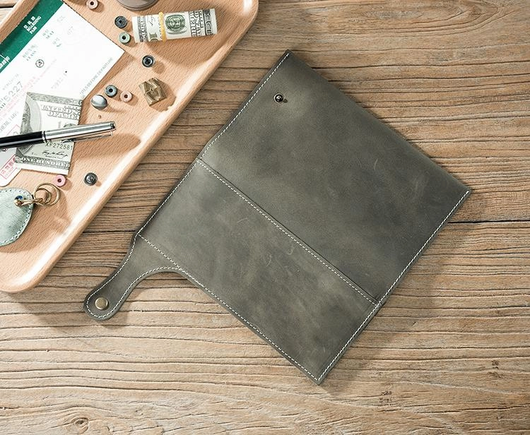 Handmade Leather Mens Slim Wallet Cool Leather Wallet Long Phone Wallets for Men