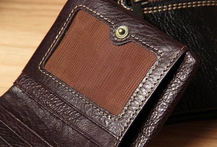 Handmade Leather Mens Small Wallet billfold Bifold Wallet for Men