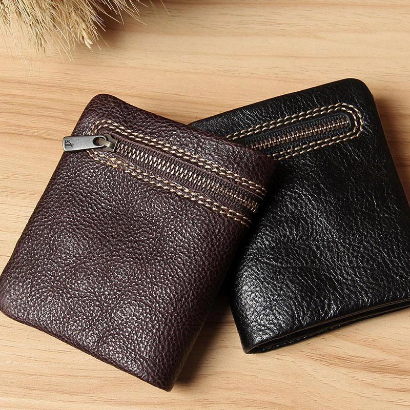 Handmade Leather Mens Small Wallet billfold Bifold Wallet for Men