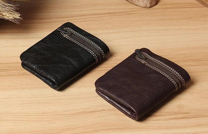 Handmade Leather Mens Small Wallet billfold Bifold Wallet for Men