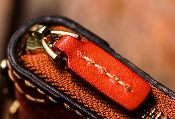 Handmade leather Mens Tibet Small biker chain wallet zipper billfold Chain Wallet for Men