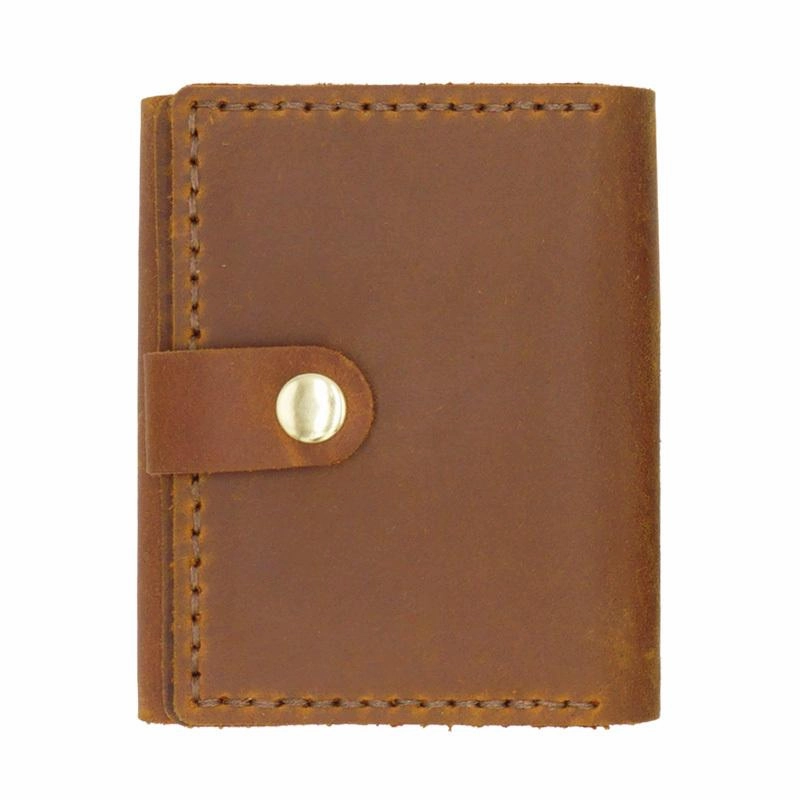 Handmade Leather Mens Trifold Billfold Wallets With License Slot Brown Small Wallet for Men