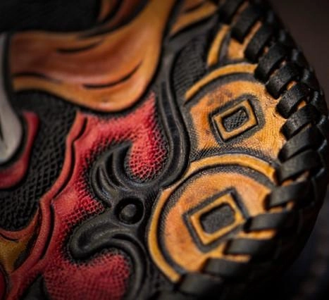 Handmade Leather Monster Mens Chain Biker Wallets Cool Tooled Leather Wallet Long Wallets for Men