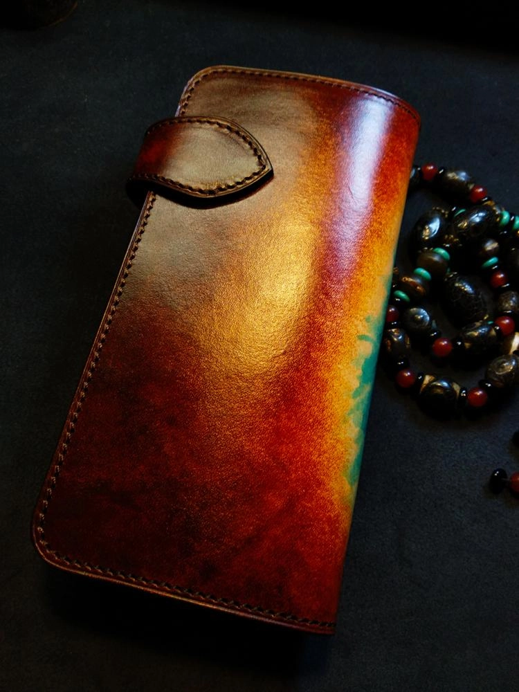Handmade Leather Skull Indian Mens Chain Wallet Biker Wallet Cool Leather Wallet Long Tooled Wallets for Men