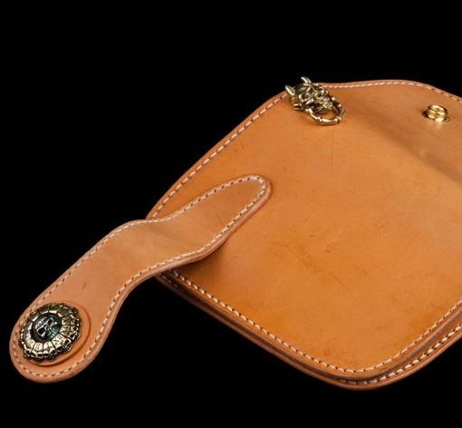 Handmade Leather Small Mens Chain Biker Wallet Cool Leather Wallet With billfold Chain Wallets for Men