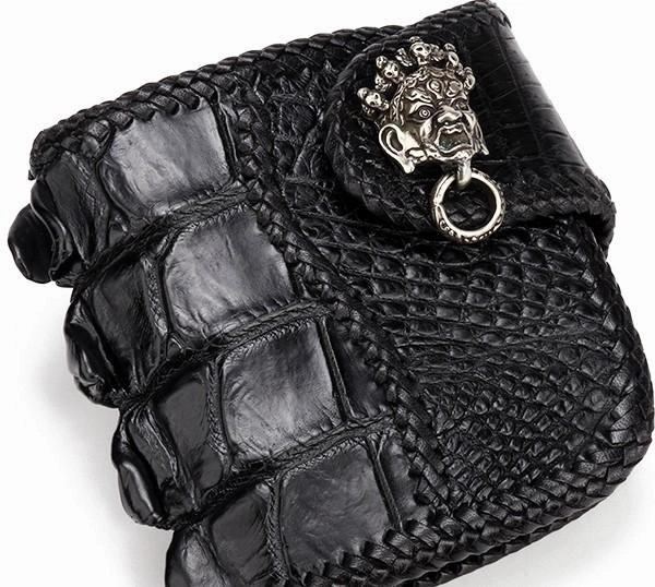 Handmade Leather Small Tooled Mens billfold Wallet Cool Chain Wallet Biker Wallet for Men