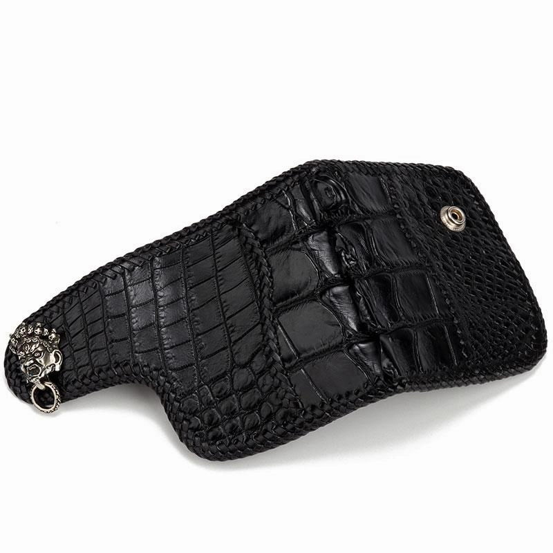 Handmade Leather Small Tooled Mens billfold Wallet Cool Chain Wallet Biker Wallet for Men