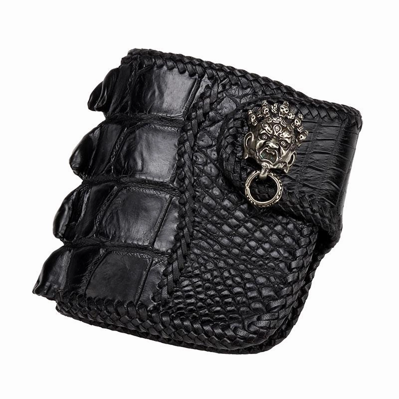 Handmade Leather Small Tooled Mens billfold Wallet Cool Chain Wallet Biker Wallet for Men