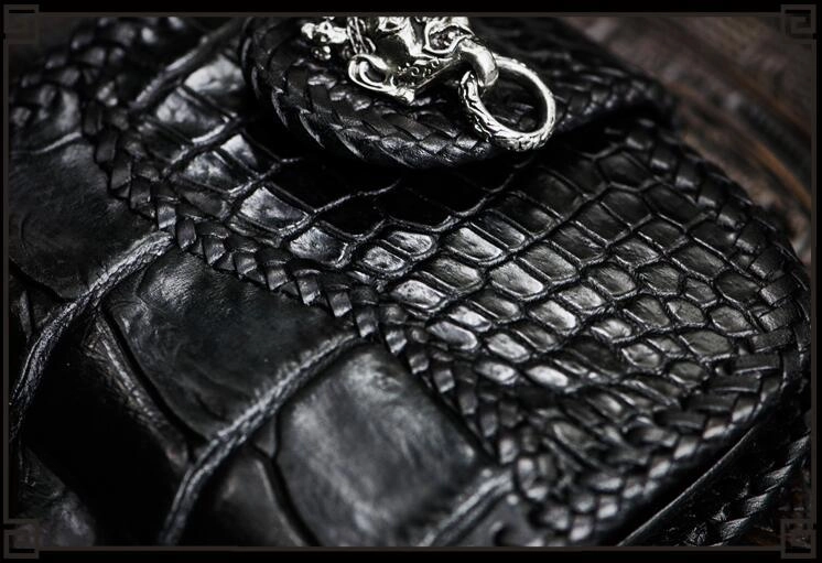 Handmade Leather Small Tooled Mens billfold Wallets Cool Chain Wallet Biker Wallet for Men
