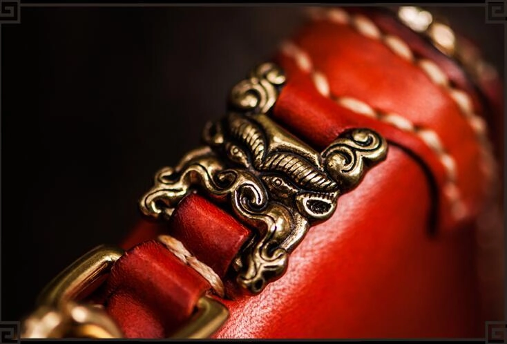 Handmade Leather Tibetan Mens Biker Chain Wallet Cool Leather Wallet Long Chain Wallet for Men