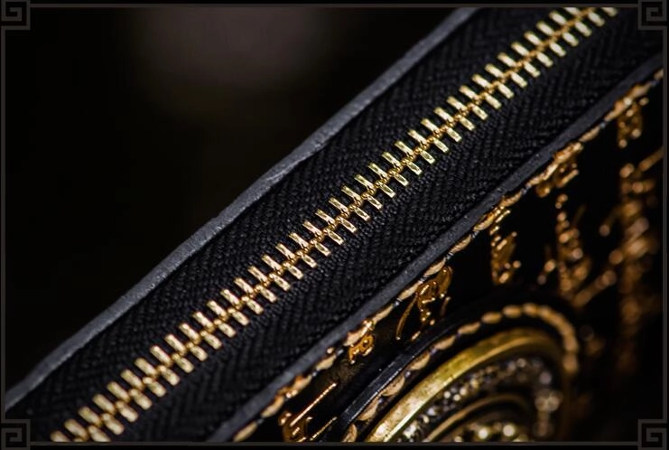 Handmade Leather Tibetan Mens Biker Chain Wallet Cool Leather Wallet Long Clutch Wallets for Men