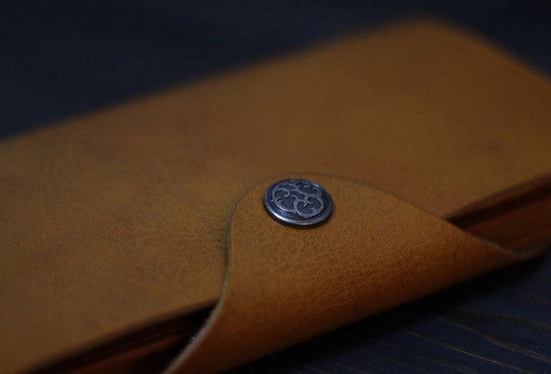 Handmade Men long leather wallet men multi cards vintage tan black wine wallet for him