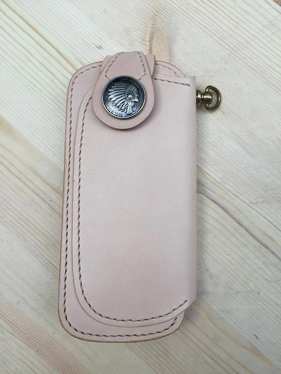 Handmade Mens Leather Biker Wallet Biker Chain Wallets Cool Long Wallet with Chain