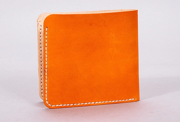 Handmade mens orange black minimalist slim leather billfold card wallet for men