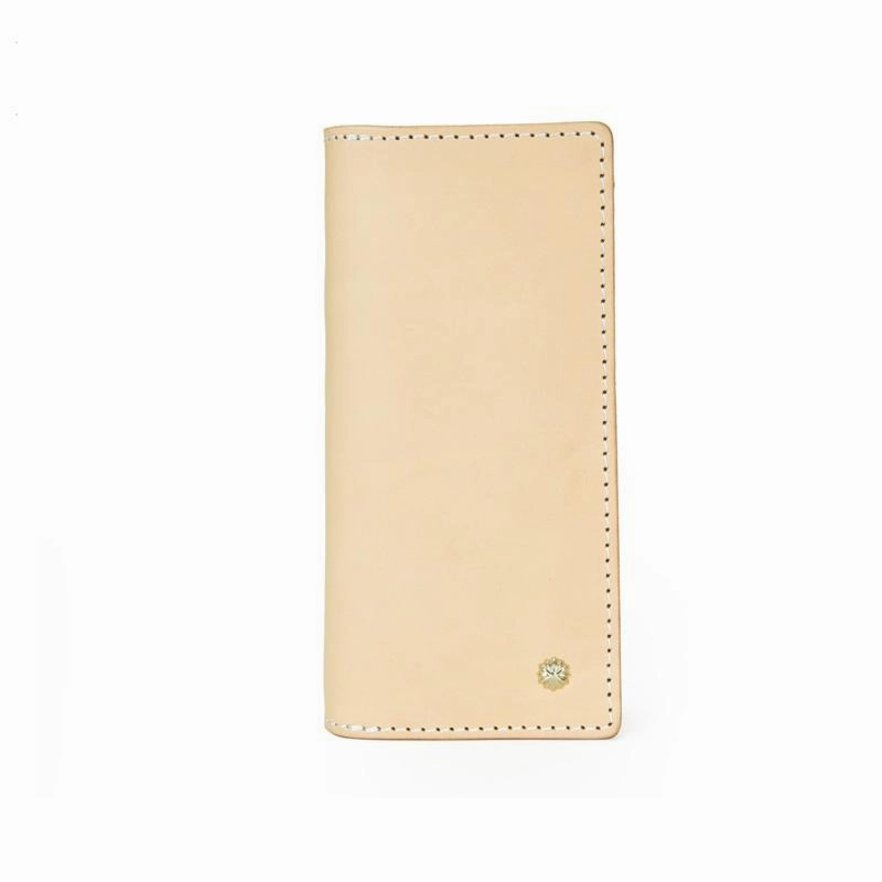 Handmade Studded Mens Light Beige Leather Long Wallets Cool Bifold Long Wallet for Men