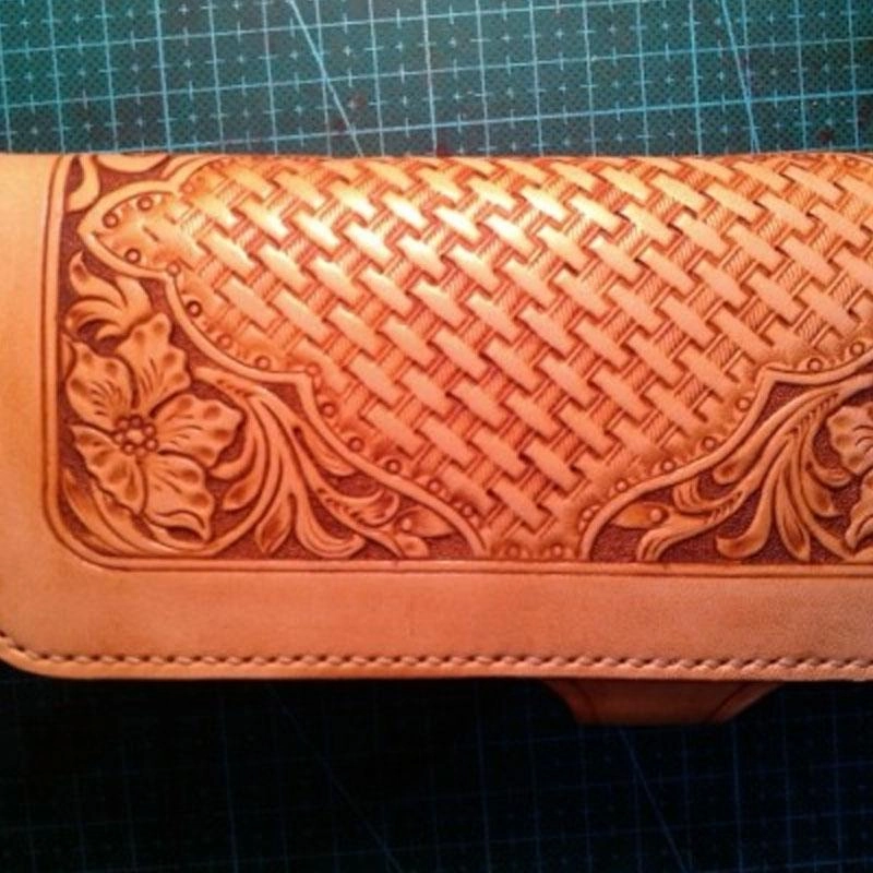 Handmade Tooled Floral Mens Leather Long Wallet Cool Long Wallet for Men