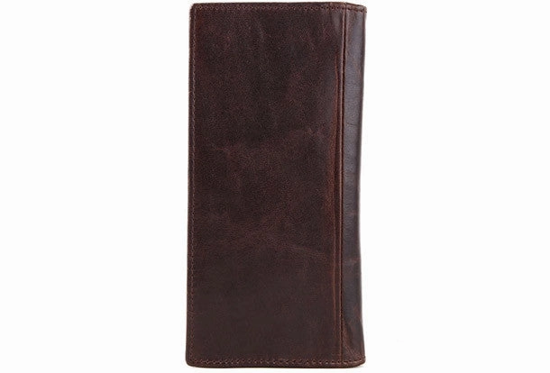 Handmade Vintage Bifold Coffee Men Leather Long wallet clutch purse For Men