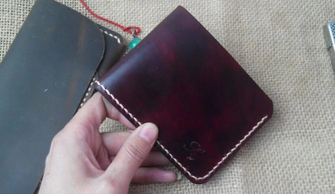 Handmade Vintage Leather Mens Slim Small Wallet Leather billfold Bifold Wallets for Men
