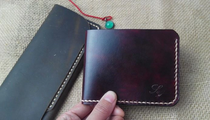 Handmade Vintage Leather Mens Slim Small Wallet Leather billfold Bifold Wallets for Men