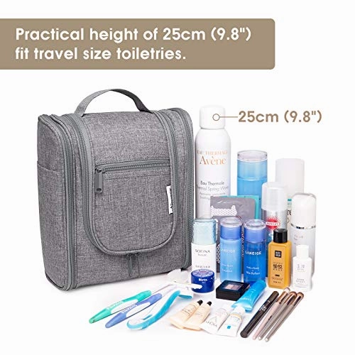 Hanging Travel Toiletry Bag Cosmetic Make up Organizer for Women and Men (Grey)
