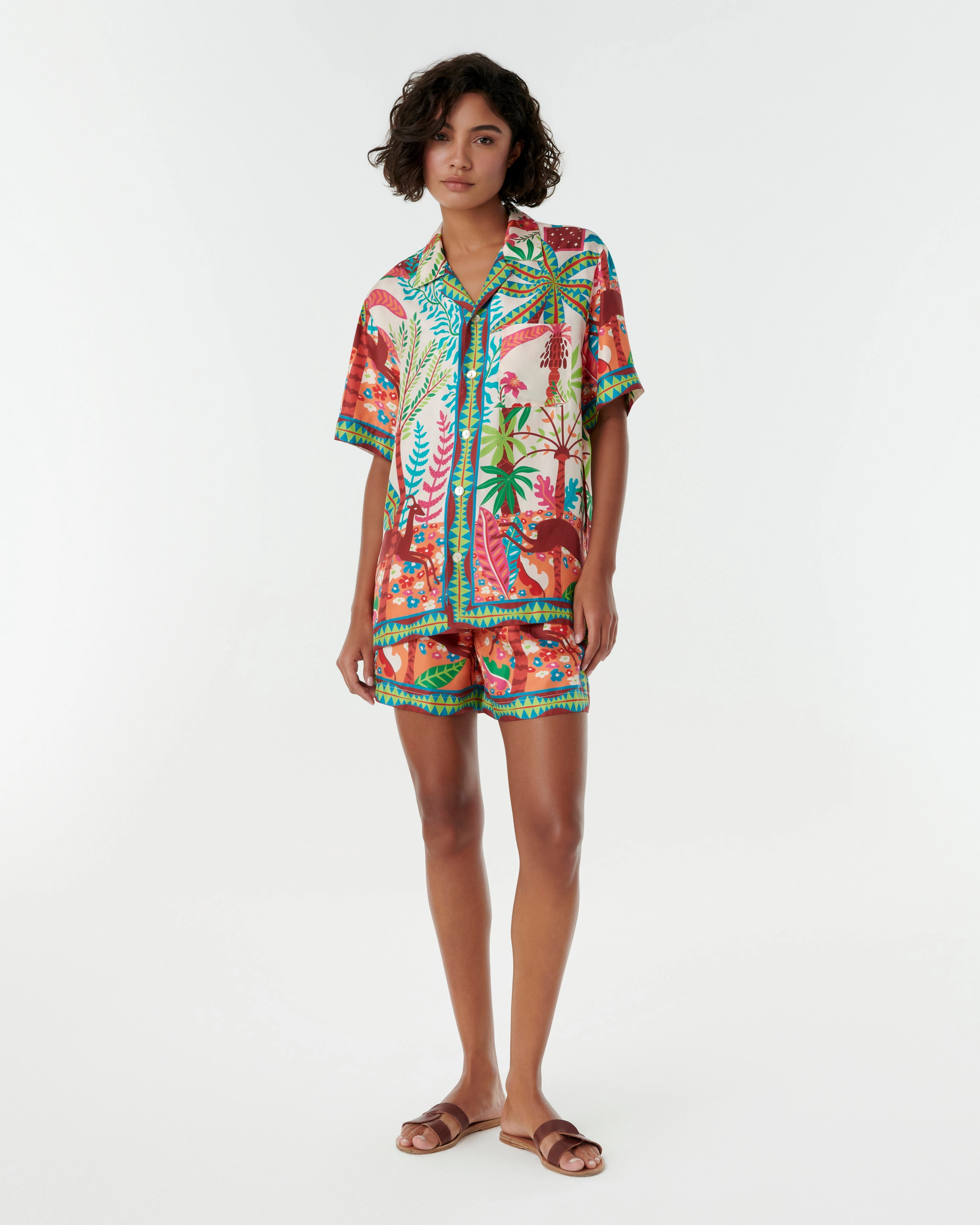 Hawaiian Shirt in Louis Barth??lemy Print
