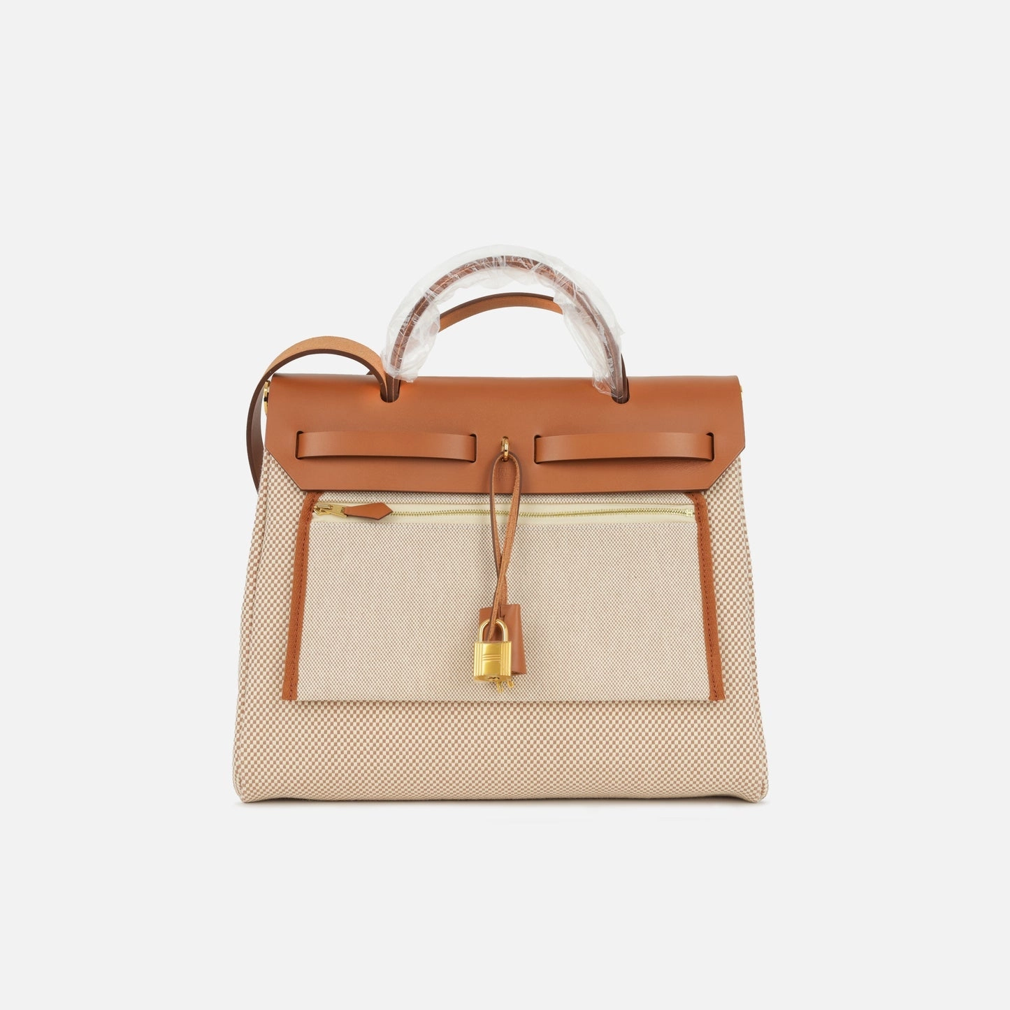 Hermes - Herbag 31 - Fauve/Ecru Quadrille Toille - Brand New - 2024